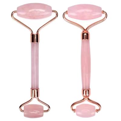 China Custom Logo Natural Crystal Facial Massager Whitening Rose Quartz Jade Roller and Gua Sha Box for sale