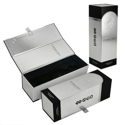 China High Quality Custom Materials Magnet Closure Recycled Logo Rectangular Flip Wine Box Gift For Wine Packaging Glossy Cardboard Box for sale