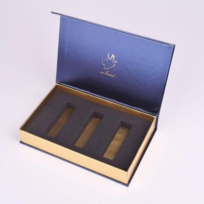 China Luxury High-grade Materials Makeup Recycled Magnetic Gift Box With Foam Insert Essential Oil Packaging Lipstick Cosmetic Set Gift Box for sale