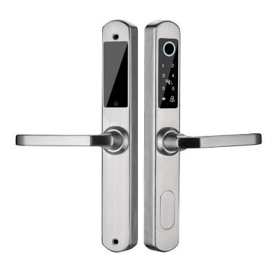 China VOC Security Tuya WiFi Slim Smart Fingerprint Aluminum Door Lock for Entrance Narrow Metal Profile A11 Wooden Doors for sale