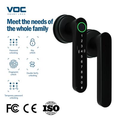 China VOC Double Side Security Fingerprint Code Key Electronic Smart Door Handle Lock Remote Control With Tuya App 100 Pieces for sale