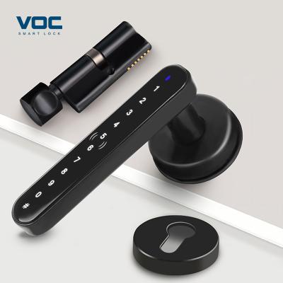 China VOC Digital Push Pull Double Sided Smart Wifi Entry Door Handle Safe Lock For Front Wooden Door Club Office Bedroom S2 for sale