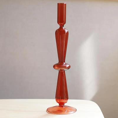 China Hot New Home Decor Dark Color Borosilicate Glass Candle Holder For Festival for sale