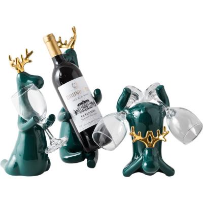 China Decor American Style Creative Deer Animals Ceramic Wine Rack for sale