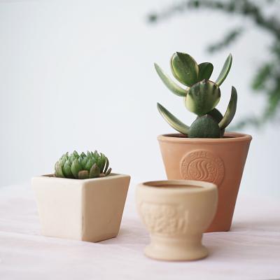 China Wholesale Handmade Simple Geometric Decor Pottery Flower Pot for sale