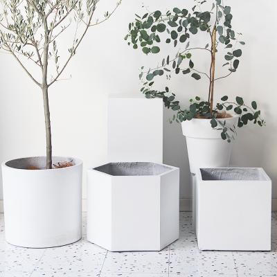 China European Indoor Outdoor White Concrete Garden Decoration Planter Style Decor Large Plant Pots Wholesale for sale