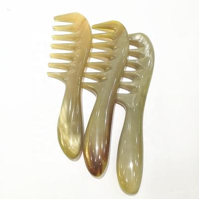 China For Detangling Home Hot Hair Brush Comb MC Use Shujin Active Massage Comb Natural Yaks Horn Wide Tooth Thicken Hair Shampoo Brush Training Tool for sale