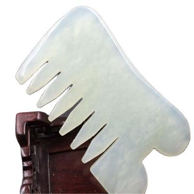 China Home Pro Hair Comb Jade Stone Guasha Gua Sha Tip Comb Massager Hand Massager Relaxation Comb Natural Health Care for sale