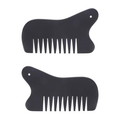 China Natural Jade Comb Gua Sha Comb Black Bian Stone Hair Scraper Sensitive Massage Jade Hair Comb Portable For Lady Lady for sale