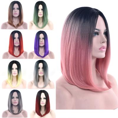 China Hot Elastic Lace Black 11 Colors For Pinking Straight Bob Wigs Synthetic Hair Ombre Hair Short Party Hair Cosplay Wig For Women for sale