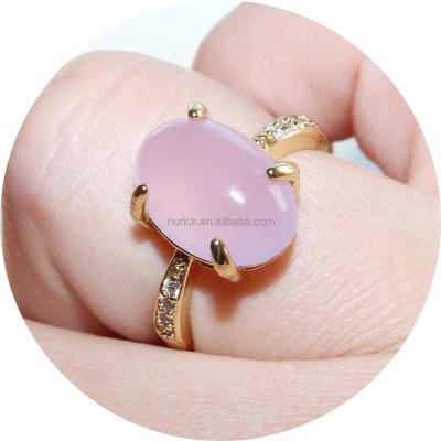 China Crystal Ring Rose Gold Plated Ring Simple Purple CLASSIC Inlaid Gemstone Agate Interface Jewelry Anniversary Gift For Women for sale