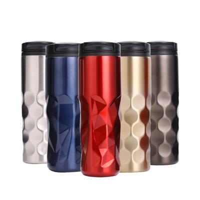 China 16oz Double Wall Diamond Design Wholesale Coffee Travel PORTABLE Bottle for sale