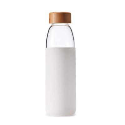 China Custom Made Luxury High Quality Sustainable Logo Clear Glass Water Eco Friendly Bamboo Bottle for sale