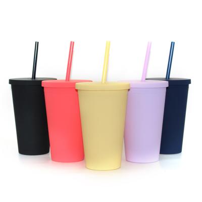 China Factory New Arrival Temperature Change Color Cups 16oz Plastic Tumbler Stocked With Straw for sale