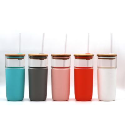 China Hotsale 500ml Sustainable Unbreakable Eco Friendly BPA Free Glass Water Bottle With Straw for sale