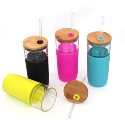 China Bpa Free Sustainable Unbreakable Eco Friendly Glass Water Bottle 18ozb Tumbler With Straw for sale