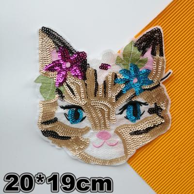 China GUGUTREE'S Other Big Cat Sequined Patch, Embroidery Big Cats Patches For Jackets Badges, Applique BP-128 for sale