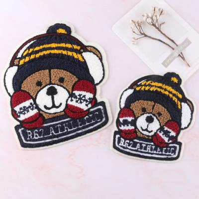 China Other GUGUTREE Embroidery Chenille Patch Cartoon Animal Bear Patches Badges Appliques For Apparel AL-62 for sale