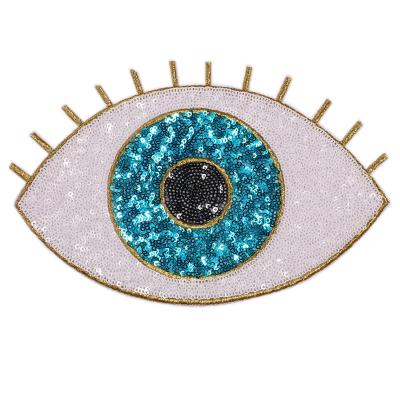 China Viable Embroidery Eye Patch Sequin Glitter Eyes Patches Applique DIY ZK-208171 Badges Accessory for sale