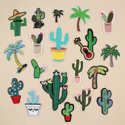 China Other GUGUTREE Embroidery Cactus Patch Set Plants One Patches Badges Appliques For Apparel XW-19120410 for sale