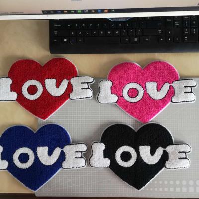 China Other GUGUTREE Embroidery Chenille Love Heart Patches, Large Embroidered Patch For Jackets, Appliques, Badges YF-523 for sale