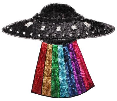 China large 3D GUGUTREE sequin UFO patches, large embroidery space sequin patches for jackets for sale