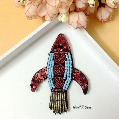 China 3D GUGUTREE Eebroidery Beaded Rocket Patch Rhinestone Crystals Beads Rockets Applique Patches KZ-2052210 for sale