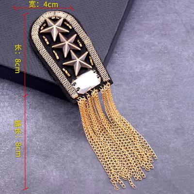 China 1 piece 3D epaulet price, snap brooch breastpin tassels shoulder panel metal patch badges applique patch for clothing N8 for sale