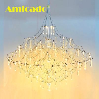 China Simple modern minimalist hotel lobby large retractable modern crystal chandelier used in clubs, beauty salons, clothing stores Mira for sale