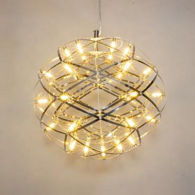 China Modern Minimalist Modern Firework Ball Fixture Stainless Steel Hanging Light Modern Round Helix Chandelier Pendant Light for sale