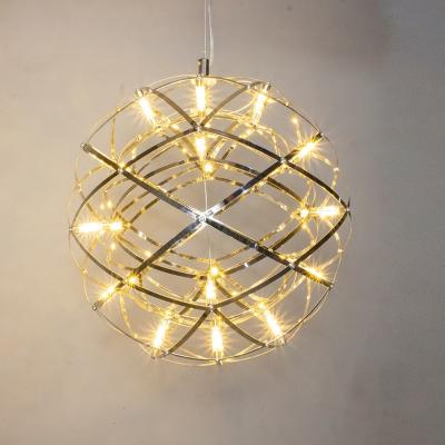 China Factory direct sales modern minimalist metal stainless steel spark fireball led globe outdoor chandelier luxury pendant light for sale