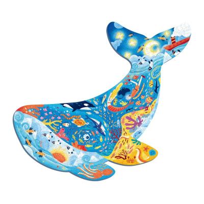 China Environmental Jigsaw Box Montessori Kids Educational Toys For Children Jigsaw Game Toy Christmas Gifts Animal Whale Paper Brain Teasers for sale