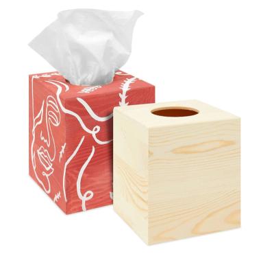 China Contemporary Diy Tissue Box Black Creative Wood Tissue Paper Cover Wooden Box for sale