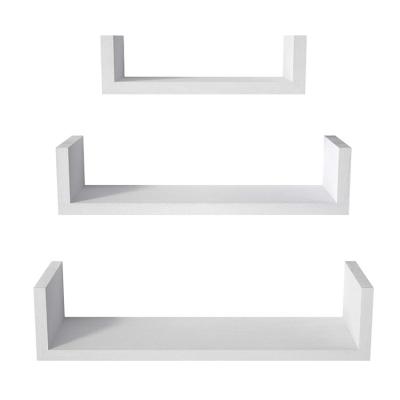 China Adjustable (Height) Customized Wholesale Wall Mounted Solid Wood White Wall Mounted Wall Rack Shelf for sale