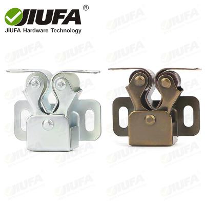 China Door Locking For Cabinet JIUFA Furniture Hardware Double Roller Door Hook Cabinet Metal Door Latch Hook for sale