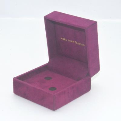 China Luxury plastic velvet ring box with high quality suede and custom logo printing for sale