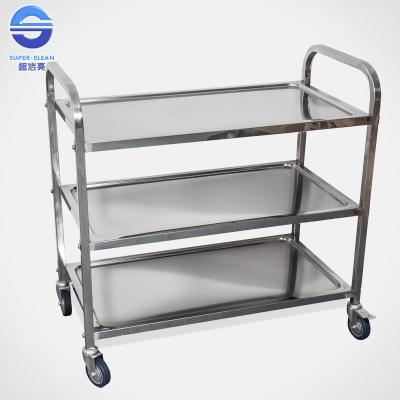 China Three Tier Serving Carts On Wheels , Food Serving Trolley in Stainless Iron for sale