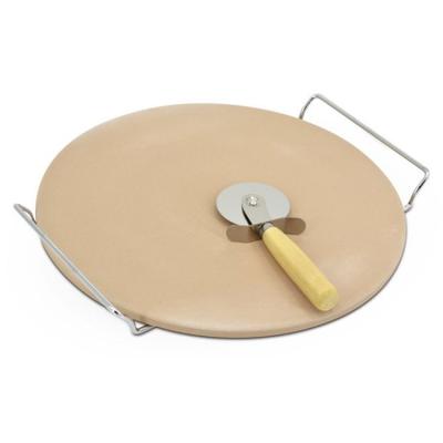 China Amazon Viable Hot Sale Pizza Baking Stones Set Ceramic Pizza Oven Stone with Pizza Cutter Set for sale