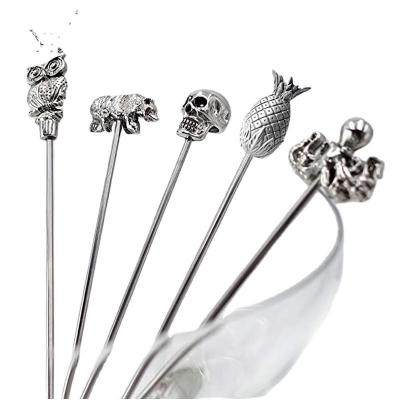 China Sustainable Cocktail Picks Different Metal Shapes Stainless Steel Picks Recyclable Customize Umbrella Cocktail Picks for sale