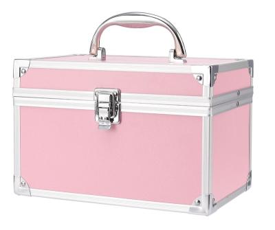 China Small Durable Aluminum Rose Butterfly Cosmetic Makeup Box Vanity Jewelry Room Case With Mirror for sale