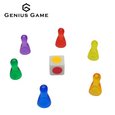 China Plastic Transparent Colorful Game 6color Pawn Chips With Dies for sale