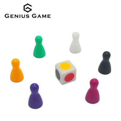 China Plastic Colorful Game 6color Pawn Pieces With Dies for sale