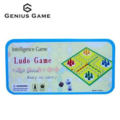 China Mini Plastic Travel Ludo Game in Tin Cage for Promotion for sale