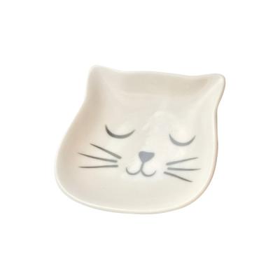 China Animal Porcelain Key Storage Earring Dish Key Storage Porcelain Wedding Anniversary Gifts Cat Ring Ceramic Tray For Jewelry for sale