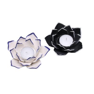 China Home Decoration Ceramic Lotus Flower Tealight Holder for sale