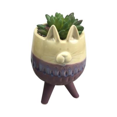 China Modern Hot Sale Animal Design Mini Ceramic Planter Pot With Artificial Succulent Plants for sale