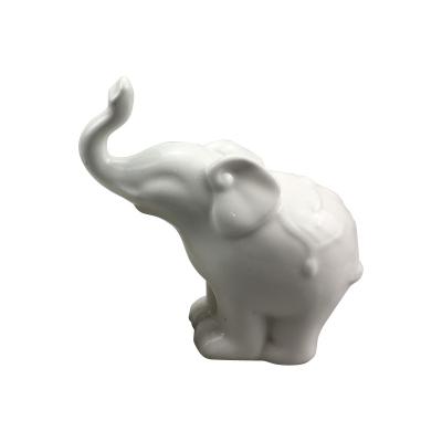 China Europe home collection medium size animal statue white glossy ceramic elephant figurine for decoration for sale