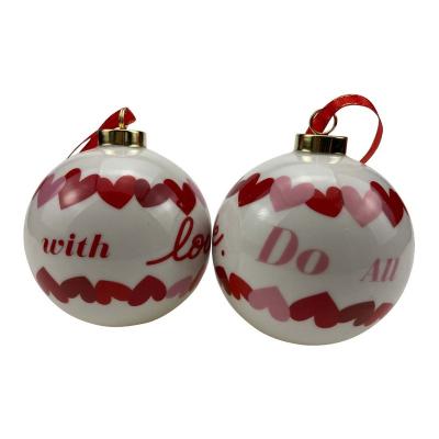 China Holiday Ceramic Decoration Ornaments Christmas Hanging Ceramic Ball For Bulk Wholesale for sale