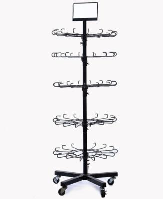 China Durable Wholesale Flooring Retail Store Fitting Five Links Wire Display Rack With Wheels for sale