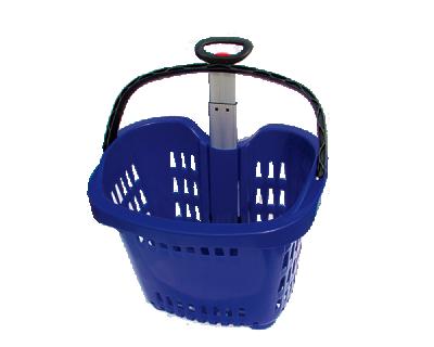 China Durable 55L Two Wheels Folding Supermarket Grocery Rolling Shopping Cart With Colorful for sale